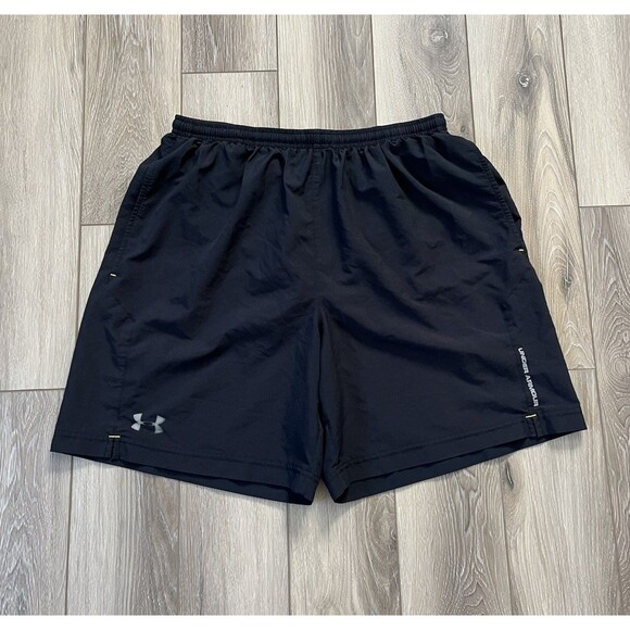 UNDER ARMOUR Heat Gear Men's Large Lined Athletic Running Shorts Black - Picture 1 of 8